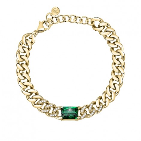 Bracciale Chiara Ferragni Donna Chain 170-25 mm Zirconi Placcata Oro Giallo 18 Kt Silver Green J19AUW31