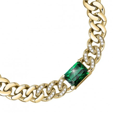 Bracciale Chiara Ferragni Donna Chain 170-25 mm Zirconi Placcata Oro Giallo 18 Kt Silver Green J19AUW31