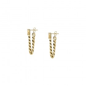 Orecchini Chiara Ferragni Donna Chain 48 mm Placcati Oro Giallo 18 Kt Zircone Green Silver J19AUW32