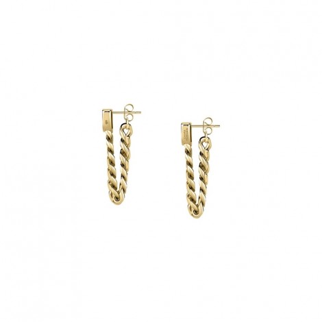 Orecchini Chiara Ferragni Donna Chain 48 mm Placcati Oro Giallo 18 Kt Zircone Green Silver J19AUW32