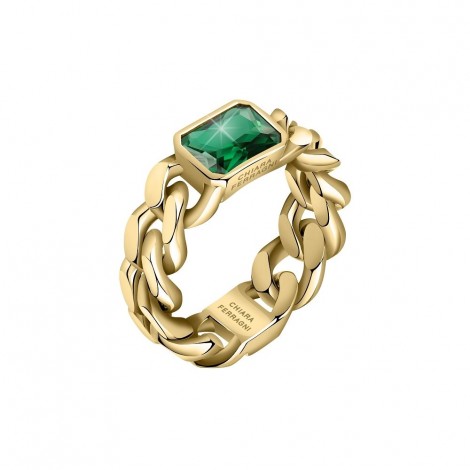 Anello Chiara Ferragni Donna Chain Placcato Oro Giallo 18 Kt Green J19AUW35012