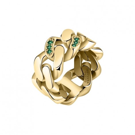 Anello Chiara Ferragni Donna Chain Placcato Oro Giallo 18 Kt Zirconi Green J19AUW49012