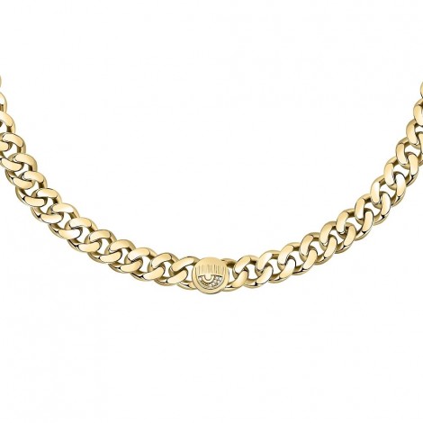 Collana Chiara Ferragni Donna Chain 38+4 cm Logo Charm Placcata Oro Giallo 18 Kt Zirconi  J19AUW45