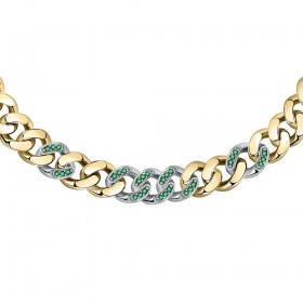 Collana Chiara Ferragni Donna Chain 38+7 cm Silver Placcata Oro Giallo 18 Kt Zirconi Green J19AUW47
