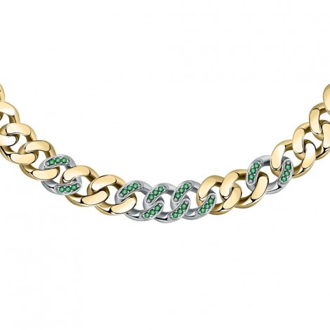 Collana Chiara Ferragni Donna Chain 38+7 cm Silver Placcata Oro Giallo 18 Kt Zirconi Green J19AUW47