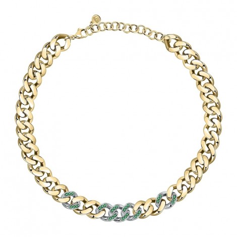 Collana Chiara Ferragni Donna Chain 38+7 cm Silver Placcata Oro Giallo 18 Kt Zirconi Green J19AUW47