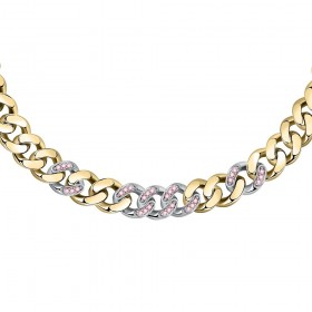 Collana Chiara Ferragni Donna Chain 38+7 cm Silver Placcata Oro Giallo 18 Kt Zirconi Pink J19AUW50