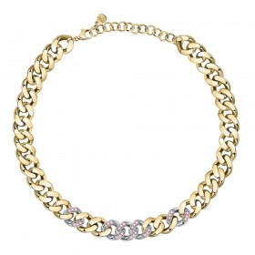 Collana Chiara Ferragni Donna Chain 38+7 cm Silver Placcata Oro Giallo 18 Kt Zirconi Pink J19AUW50