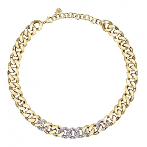 Collana Chiara Ferragni Donna Chain 38+7 cm Silver Placcata Oro Giallo 18 Kt Zirconi Pink J19AUW50