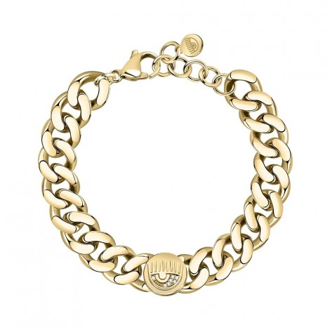 Bracciale Chiara Ferragni Donna Chain 16,5 + 3 cm Logo Eye Charm Placcata Oro Giallo 18 Kt  J19AUW46