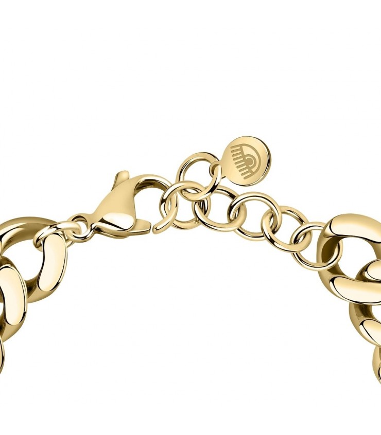 Uno De 50 Bracciale Donna In Pelle E Metallo Con Perle – 16 Cm, Argento/Marrone