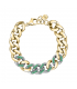 Bracciale Chiara Ferragni Donna Chain 170+25mm Logo Eye Charm Placcata Oro Giallo 18 Kt Zirconi Green  J19AUW48