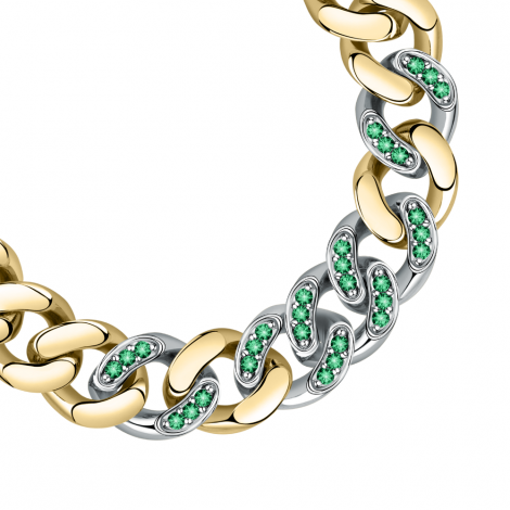 Bracciale Chiara Ferragni Donna Chain 170+25mm Logo Eye Charm Placcata Oro Giallo 18 Kt Zirconi Green  J19AUW48