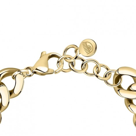 Bracciale Chiara Ferragni Donna Chain 170+25mm Logo Eye Charm Placcata Oro Giallo 18 Kt Zirconi Pink J19AUW51
