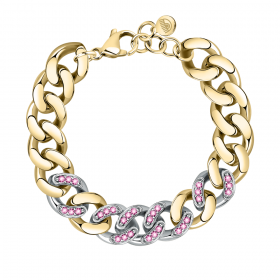 Bracciale Chiara Ferragni Donna Chain 170+25mm Logo Eye Charm Placcata Oro Giallo 18 Kt Zirconi Pink J19AUW51