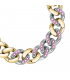 Bracciale Chiara Ferragni Donna Chain 170+25mm Logo Eye Charm Placcata Oro Giallo 18 Kt Zirconi Pink J19AUW51
