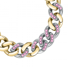 Bracciale Chiara Ferragni Donna Chain 170+25mm Logo Eye Charm Placcata Oro Giallo 18 Kt Zirconi Pink J19AUW51