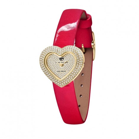 Orologio Chiara Ferragni Solo Tempo Donna Heart Capsule 30x30 mm Gold Acciaio Cristalli Rosso Pelle R1951105501