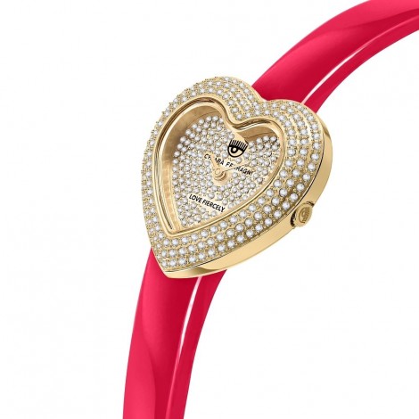 Orologio Chiara Ferragni Solo Tempo Donna Heart Capsule 30x30 mm Gold Acciaio Cristalli Rosso Pelle R1951105501