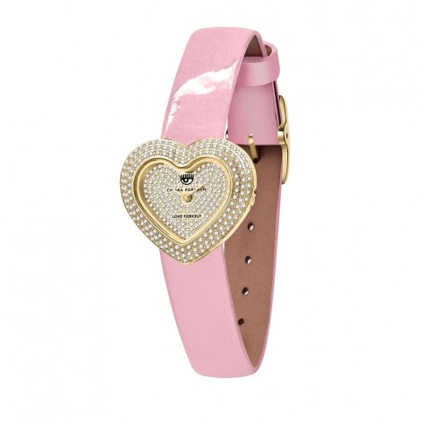 Orologio Chiara Ferragni Solo Tempo Donna Heart Capsule 30x30 mm Gold Acciaio Cristalli Rosa Pelle R1951105502