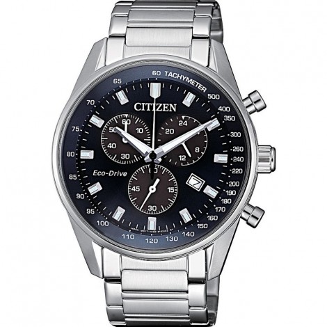 Orologio Uomo Citizen Chrono Acciaio Silver Blu AT2390-82L