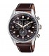 Orologio Uomo Citizen Chrono Acciaio Pelle Silver Nero Marrone AT2390-82L