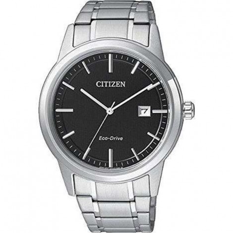 Orologio Solo Tempo Uomo Citizen Eco-Drive Acciaio Silver Nero AW1231-58E