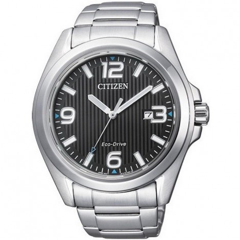 Orologio Solo Tempo Uomo Citizen Eco-Drive Acciaio Silver Nero AW1430-51E