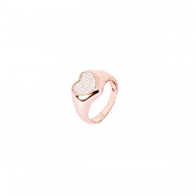 Anello Donna Raggi Argento 925 Rosato Cuore Pavè