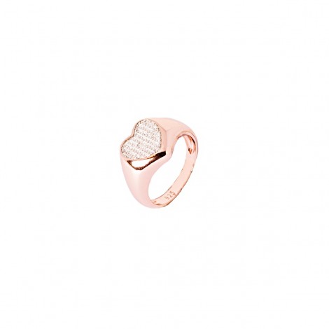 Anello Donna Raggi Argento 925 Rosato Cuore Pavè