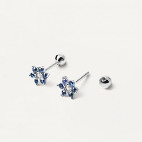 PDPAOLA Orecchini Les Petites Indigo Peony Silver AR02-348-U