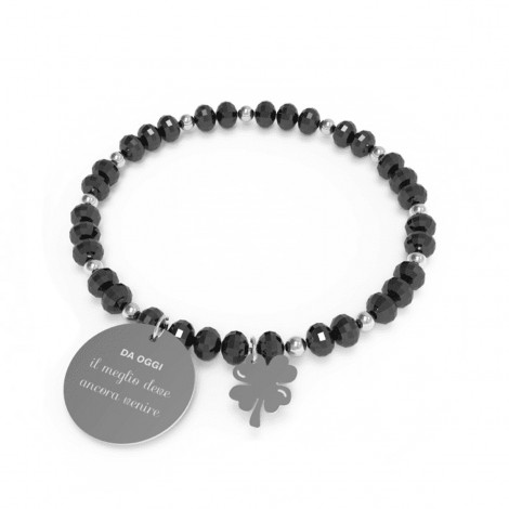 Bracciale Donna 10 Buoni Propositi Crystal Nero"Da oggi il meglio deve ancora venire" B5251/BL