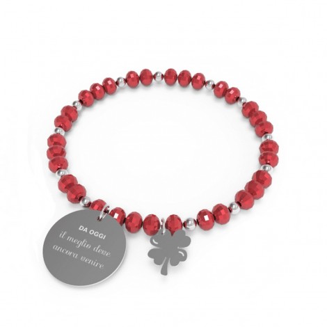 Bracciale Donna 10 Buoni Propositi Crystal Red "Da oggi il meglio deve ancora venire" B5251/N