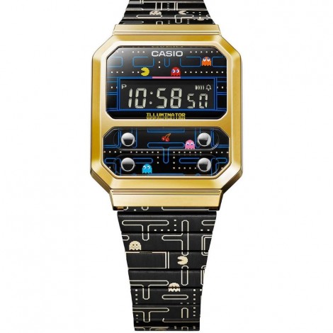 Casio Vintage Revival Edizione Limitata Pacman Gold Nero A100WEPC-1BER Orologio Unisex