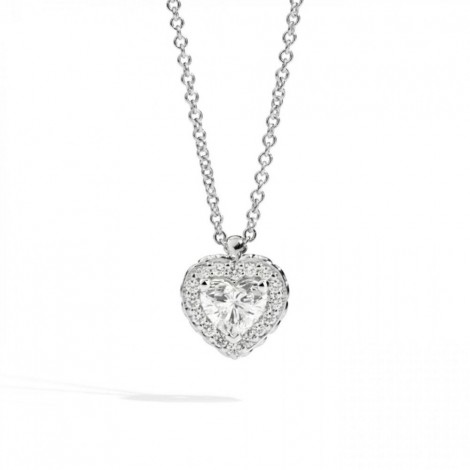 Collana Donna Re Carlo Anniversary Love Oro Bianco 18 Kt Diamante 0,40 ct F VS Taglio Cuore P67SC002/040