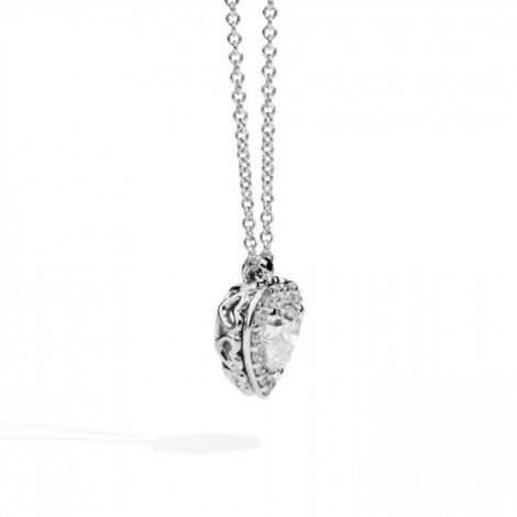 Collana Donna Re Carlo Anniversary Love Oro Bianco 18 Kt Diamante 0,40 ct F VS Taglio Cuore P67SC002/040