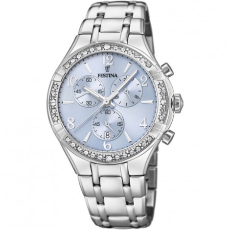 Festina Boyfriend Collection Argento Acciaio Azzurro F20392/2 Orologio Donna