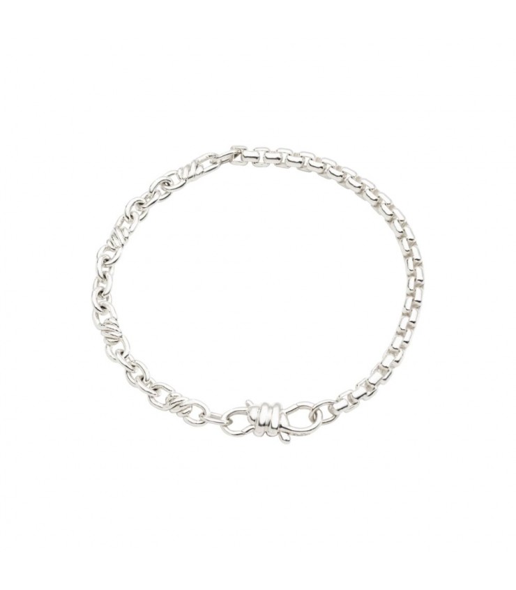 NKlaus bracciale in argento 925 Sterling 22cm Figaro catena ancora rotonda bracciale da donna squisito 13022