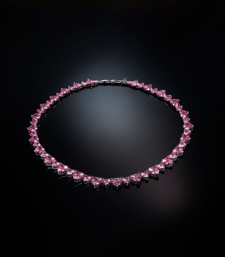 Amen Collana Donna Con Ciondolo A Cuore E Zirconi Rosa E Bianchi – Argento 925 Rodiato – CLTICBRO