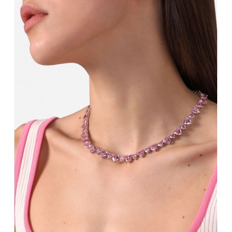 Collana Chiara Ferragni Edizione Limitata Infinity Love Diamond Heart  Silver Zirconi Rosa J19AUV37