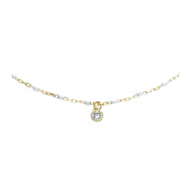 Bracciale Raggi Smalto Bianco Oro Giallo 9Kt Zirconi