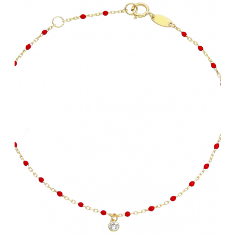 Bracciale Raggi Smalto Rosso Oro Giallo 9Kt Zirconi