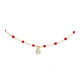 Bracciale Raggi Smalto Rosso Oro Giallo 9Kt Zirconi