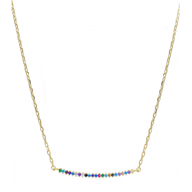 Collana Raggi Fantasia Oro Giallo 9Kt Pietre Colorate