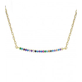 Collana Raggi Fantasia Oro Giallo 9Kt Pietre Colorate