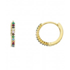 Orecchini Raggi Fantasia Oro Giallo 9Kt Pietre Colorate