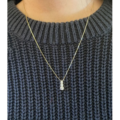 Collana Girocollo Donna Raggi Oro Giallo 9kt Zirconi Bianchi Scalare