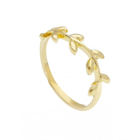 Anello Raggi Fantasia Foglie Oro Giallo 9Kt