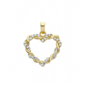 Ciondolo Raggi Cuore Oro Giallo 9Kt Zirconi Bianchi