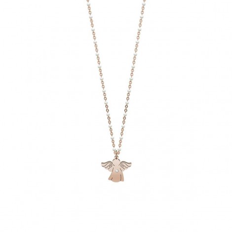 KIDULT Collana Angelo In Acciaio 316L Con Ciondolo Smaltato – Scritta “Happy Is The...” – Gioiello Ipoallergenico, Regalo Spirituale Per Lui E Lei